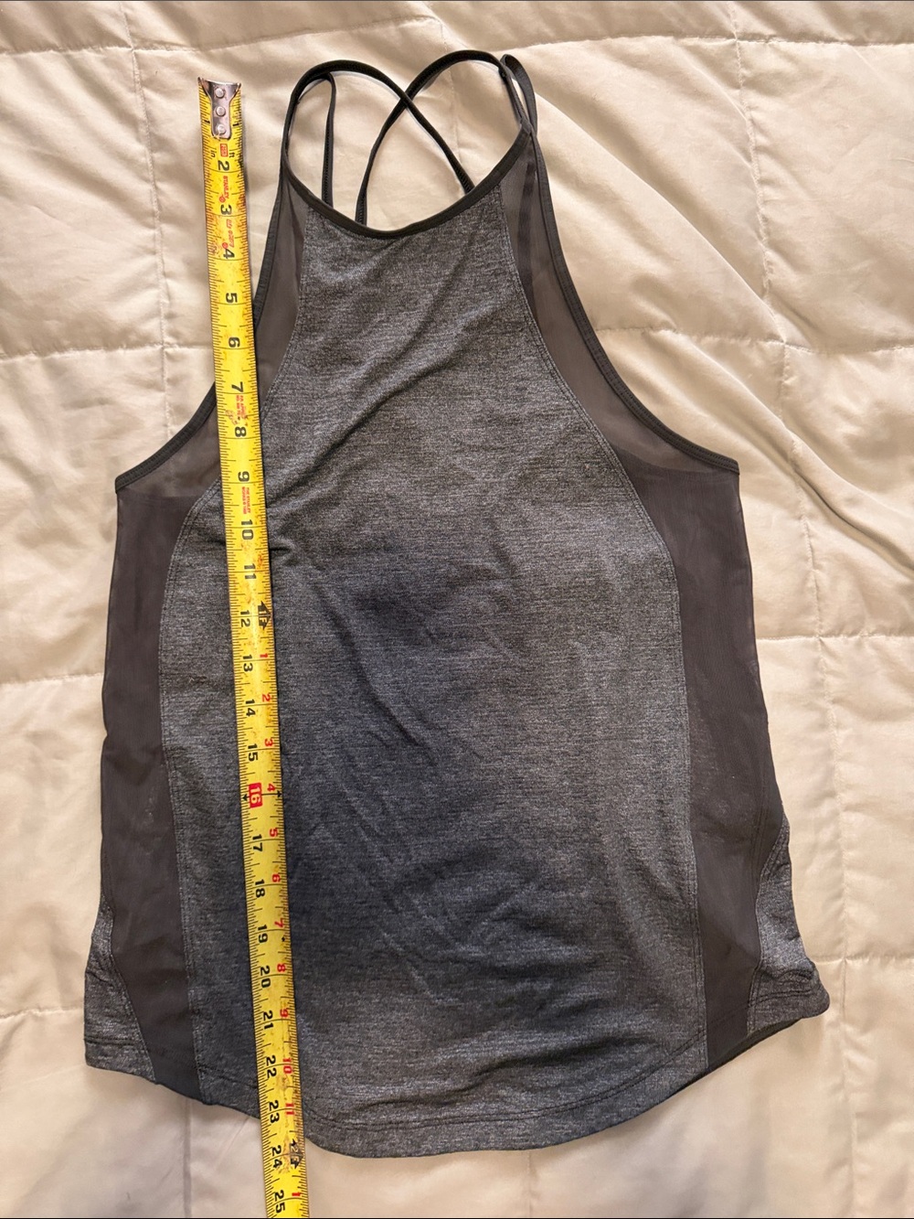 lululemon athletica Charcoal Gray/Green Strappy Mesh-Back Tank Top - Picture 5 of 6